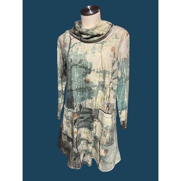 nwt JESS AND JANE EMERALD TUNIC OR DRESS SIZE MED COWL NECK FRONT POCKETS - Picture 11 of 16